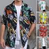Мужская рубашка с лацканами и короткими рукавами, кардиган, свободный топ, блузка, пляжная повседневная рубашка с принтом для отпуска