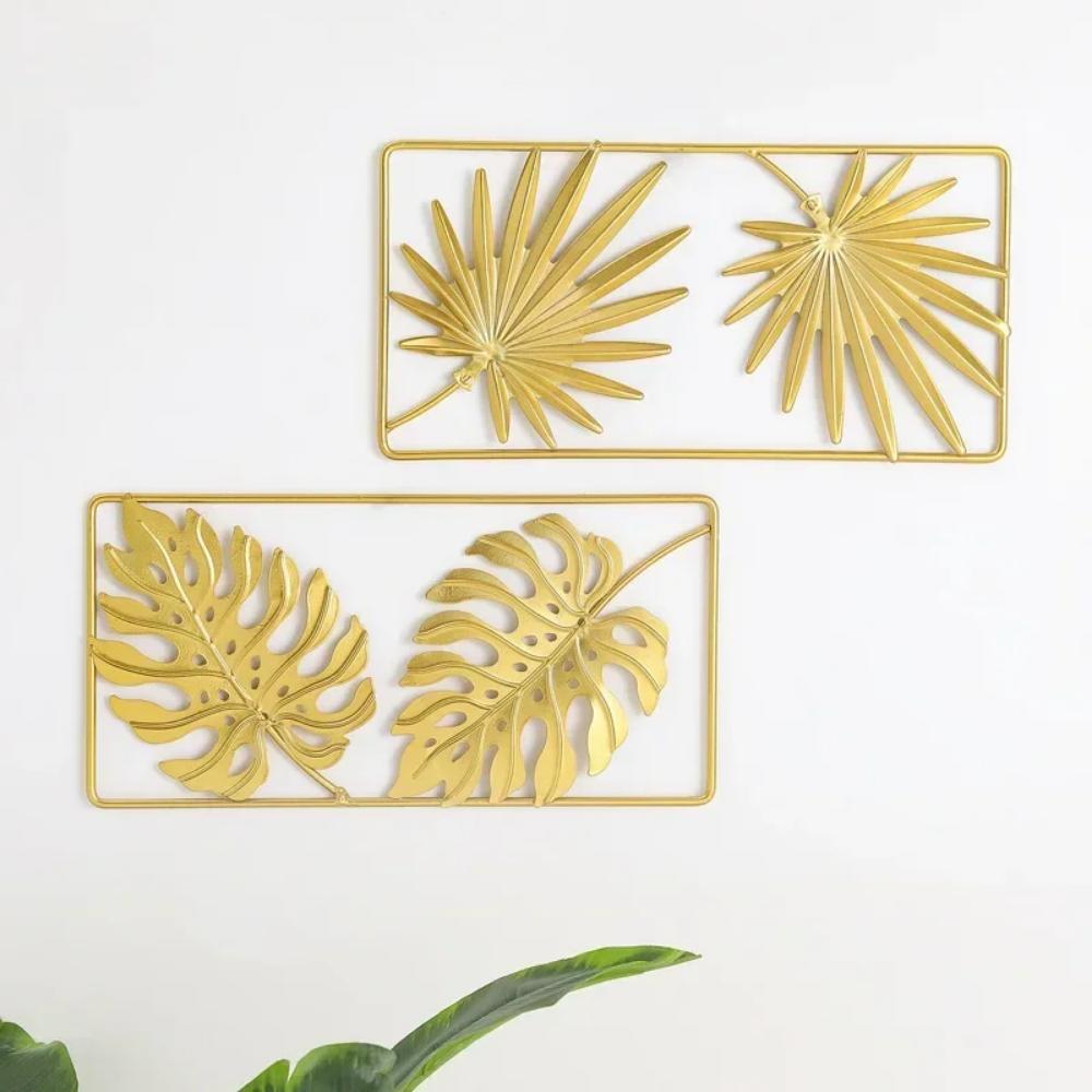 Nordic Light Luxury Golden Tortoise Leaf Square Wall Hanging Home Living Room Bedroom Study Decor