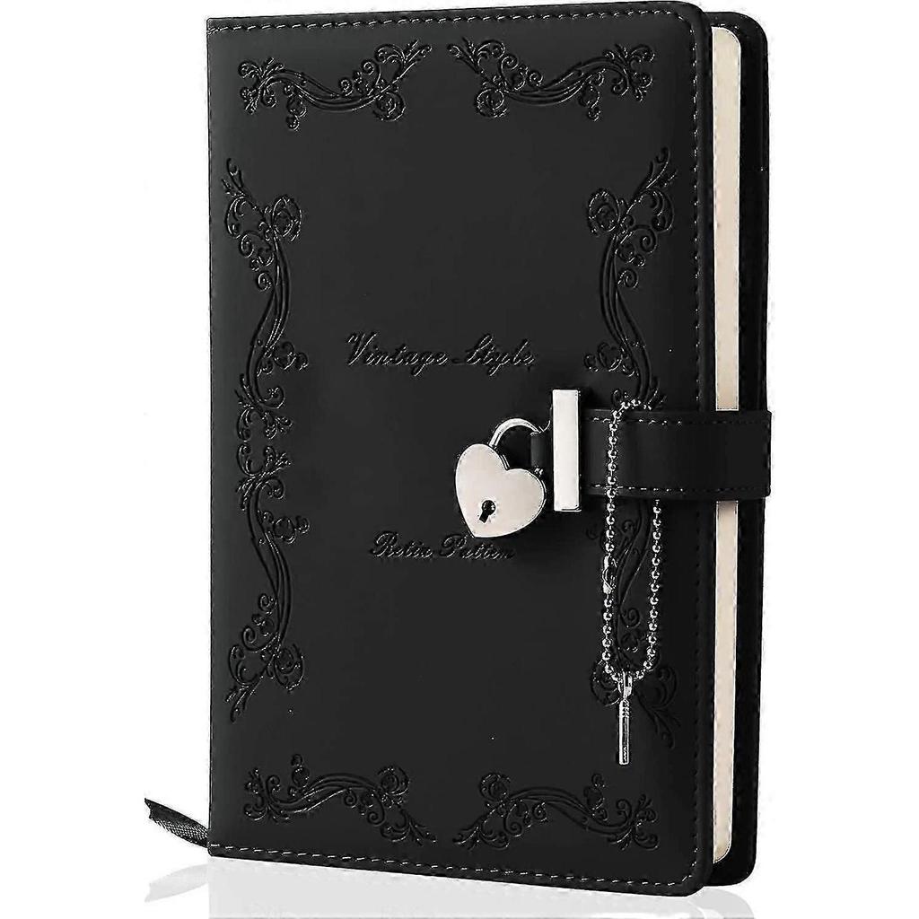 360-Page Leather Heart-Shaped Locking Journal, A5 Pink Diary with Lock and Key for Girls Women Adults