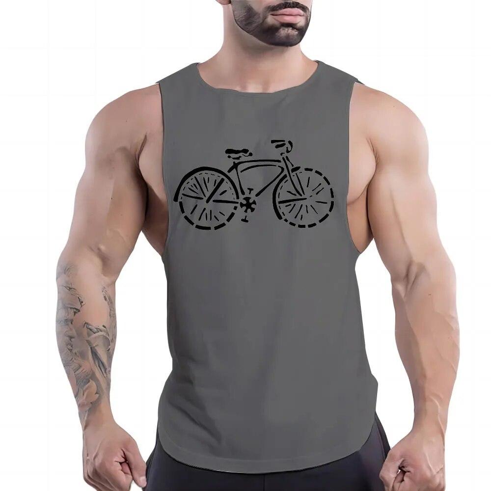Summer Adult Men'S Outdoor Fitness Casual Sports Crew-Neck Vest Creative Bike 2d Print Breathable Quick-Drying Sleeveless Shirt