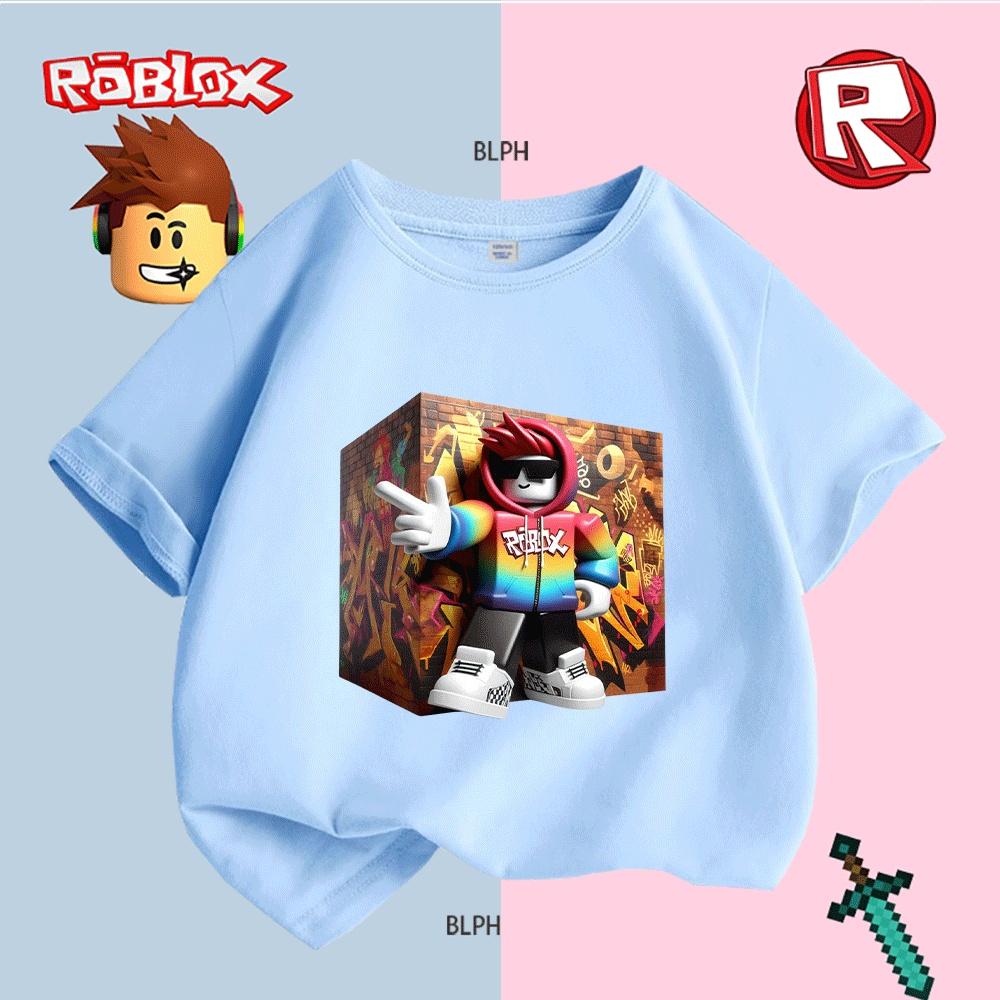 Детская футболка Roblox, яркий дизайн худи, модный повседневный топ для мальчиков и девочек