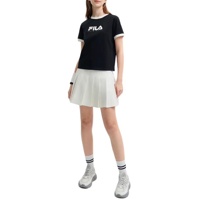 Fila Оригинальная футболка-пуловер с круглым вырезом и цветными блоками, спортивная, дышащая, с коротким рукавом, женская, черная F11W429113FBK