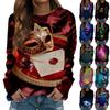 Women's Fashion Casual Long Sleeved Print Round Neck Sweater Top