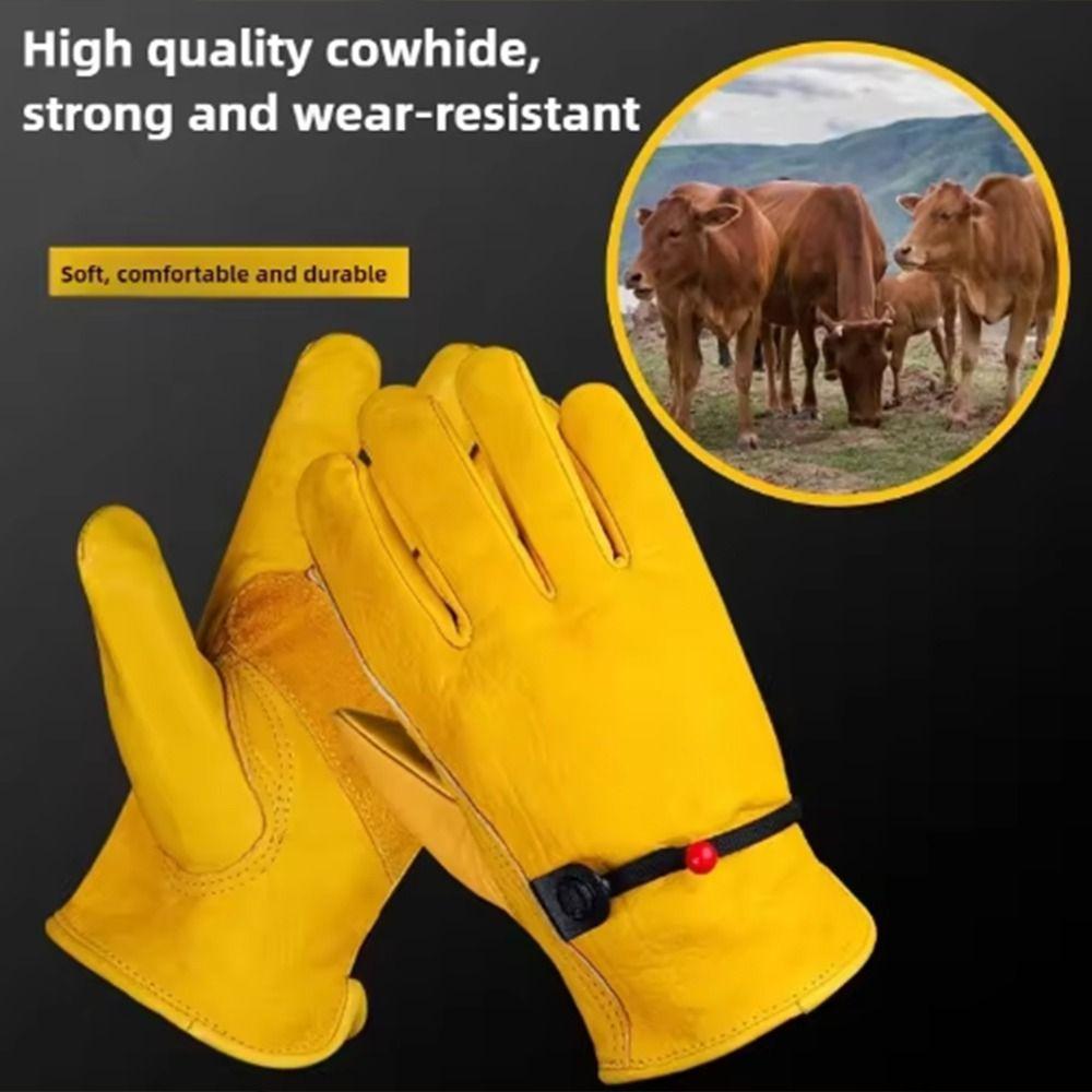 With Adjustable Wrist Rope Gardening Safety Gloves Heat Resistant Welding Gloves Farms Ranch