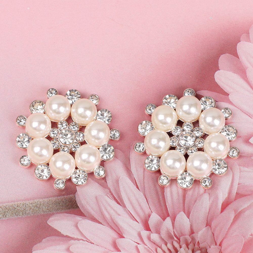 5Pcs Fashion Hairpin Bag Sewing Buttons Crystal Glass Stone Rhinestone Buttons Pearl Flower Buttons