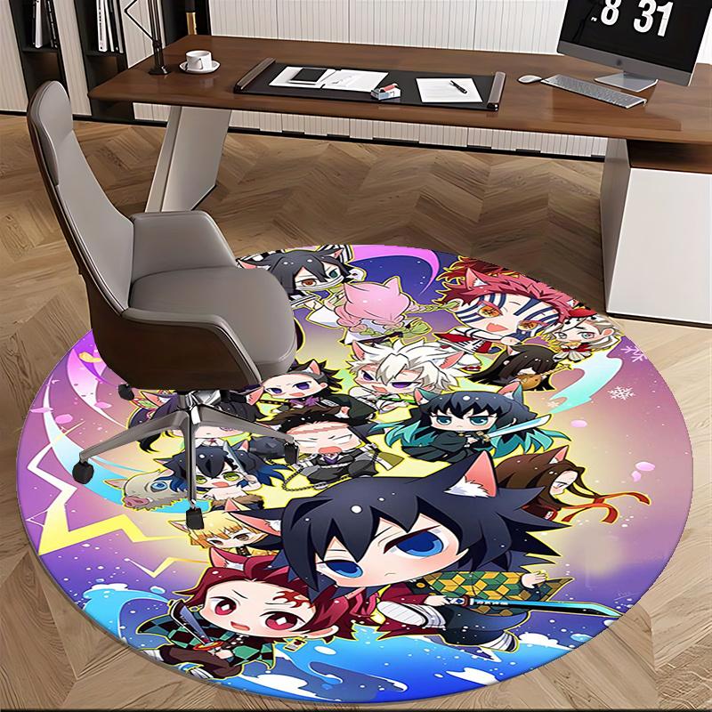 Demon Slayer Chair mat Round Rug Office carpet, Non slip, Suitable for Living Rooms, Bedrooms Decor 1205707a
