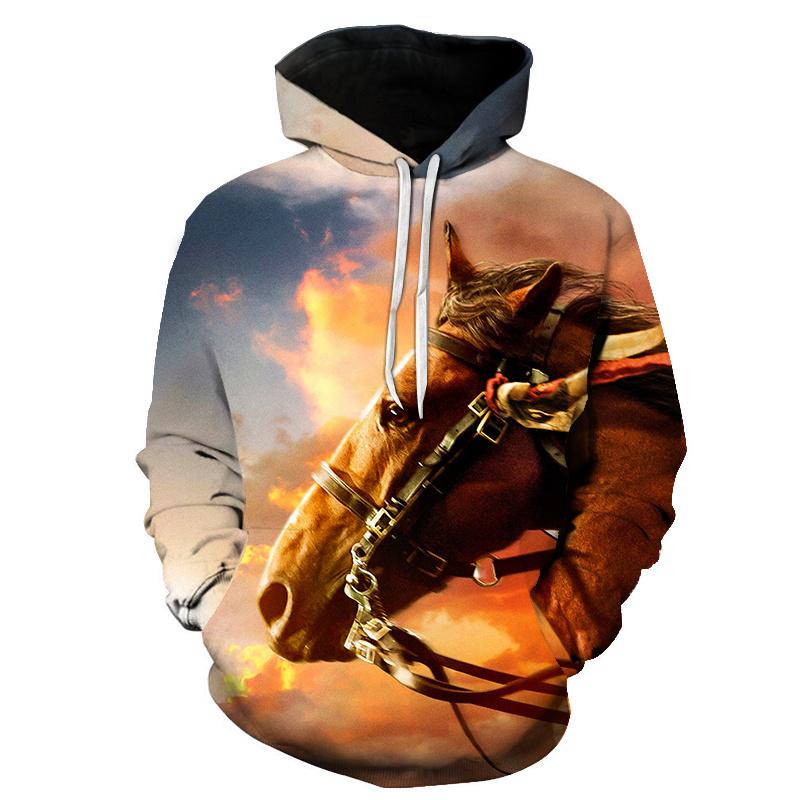 Spring Autumn Horse 3D Print Men's Hoodies Sweatshirts Animal Design Men Women Casual Streetwear Pullover Oversized Hoodie