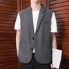Мужской костюм, жилет без рукавов с лацканами, деловой жилет с двумя пуговицами и боковыми карманами, однотонный повседневный жилет, пальто