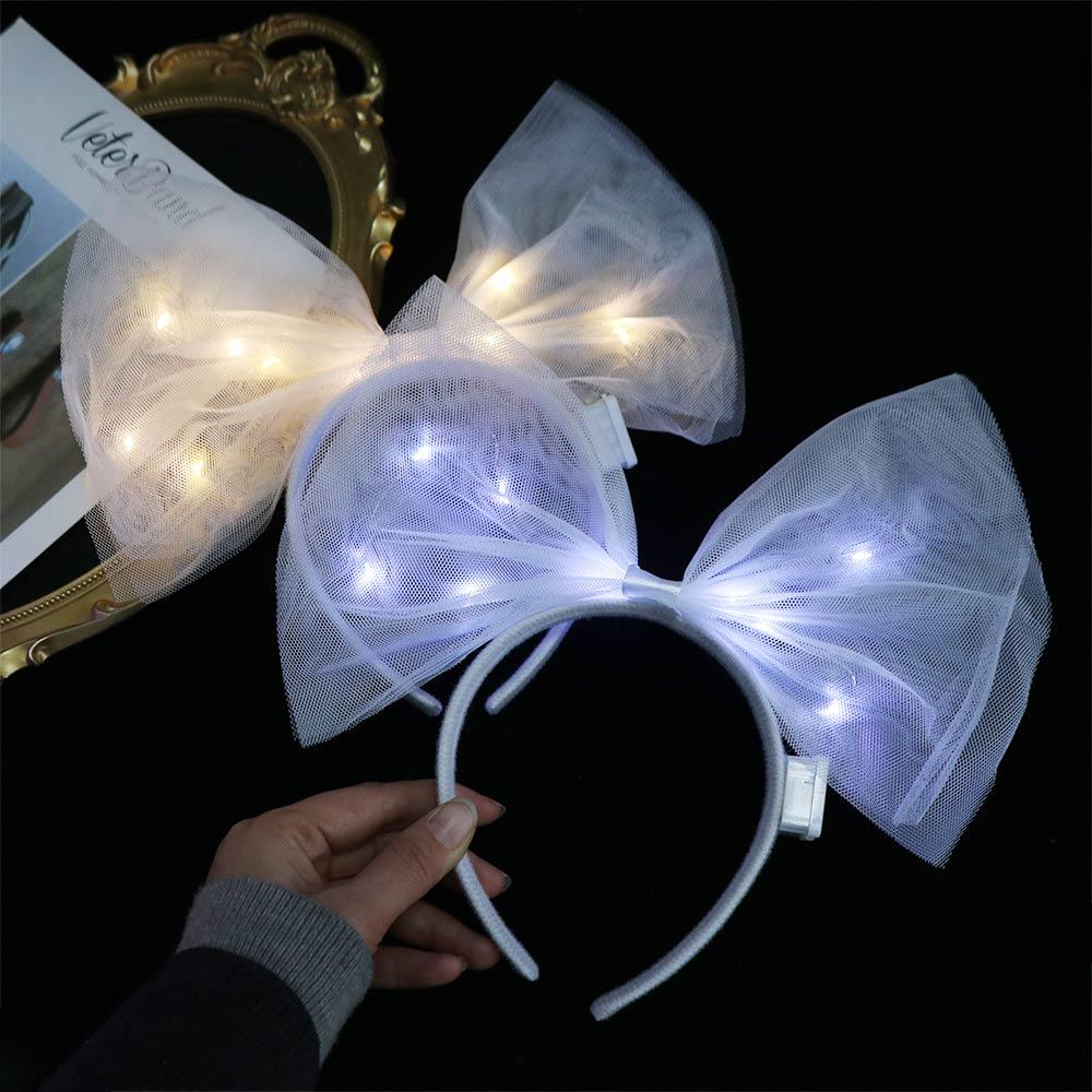 Hair Hoop LED Bow Headband New Year Decoration Glowing Hair Band   LED Light Toy
