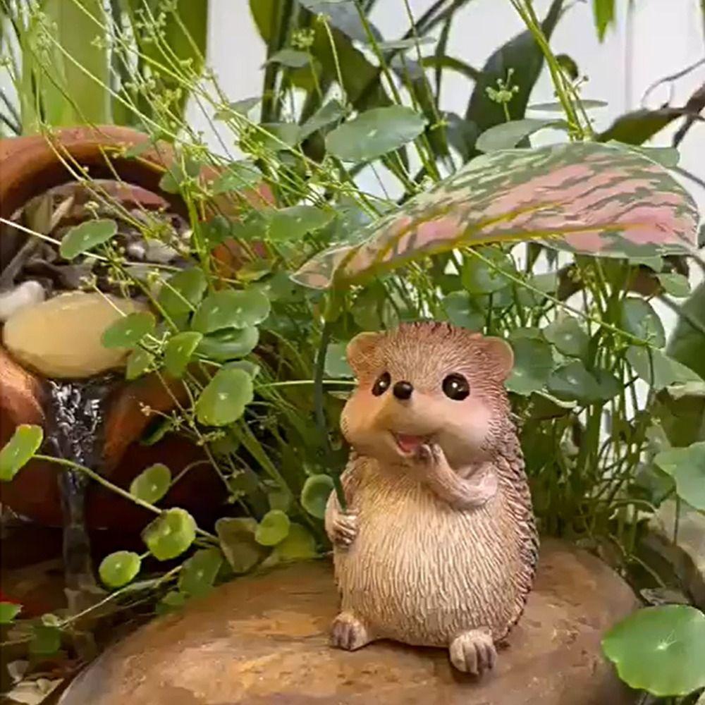 Всепогодная садовая статуэтка ежа Скульптура маленького ежа из смолы Декор для патио