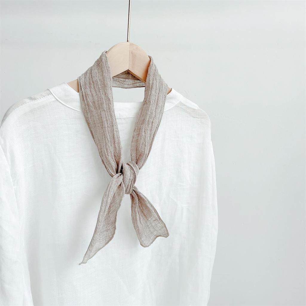 Spring and Summer Thin Linen Scarf Slender Narrow Long Breathable Neck Protection Scarf for Women Versatile Extended Scarf Accessories