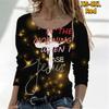 Кот с мультяшным принтом, круглый вырез с длинными рукавами, осенний популярный женский топ для свиданий, повседневный стиль, топ XS-8XL