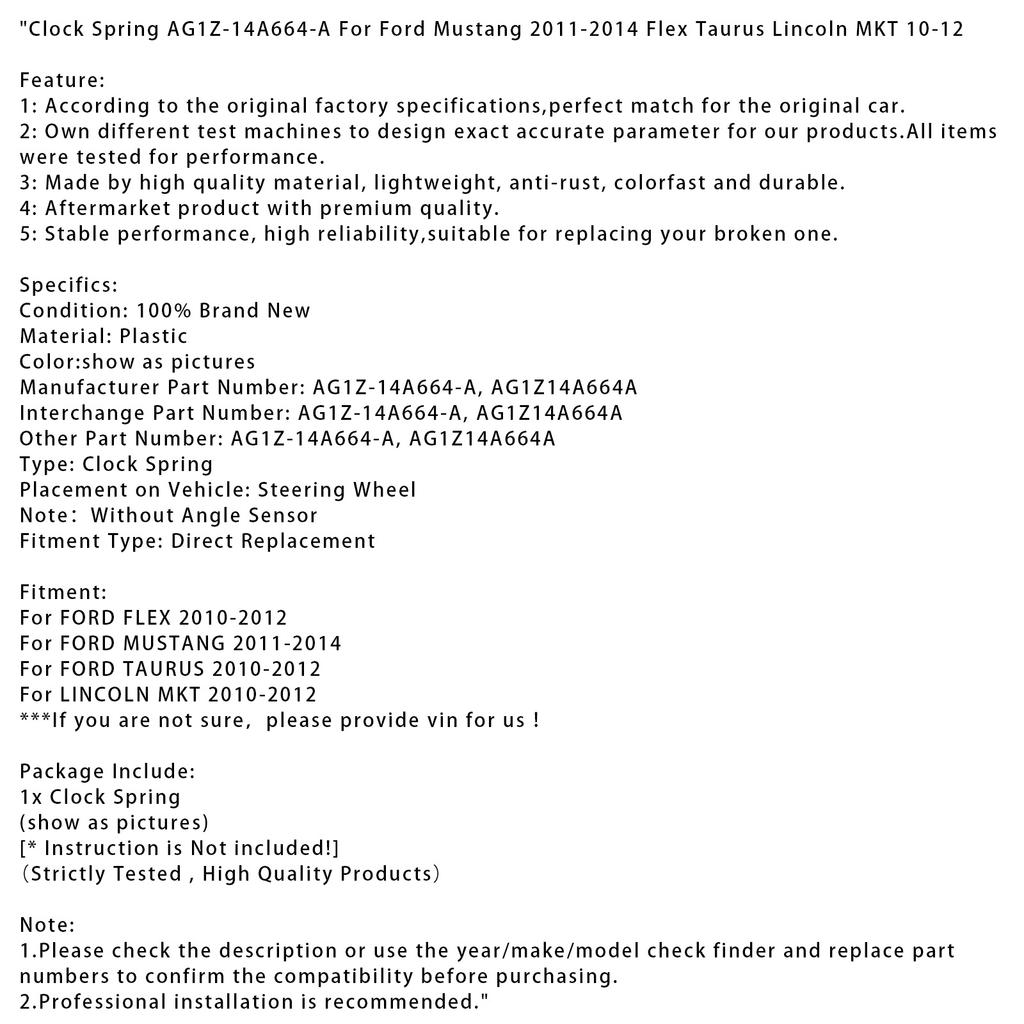 Clock Spring AG1Z-14A664-A For Ford Mustang 2011-2014 Flex Taurus Lincoln MKT