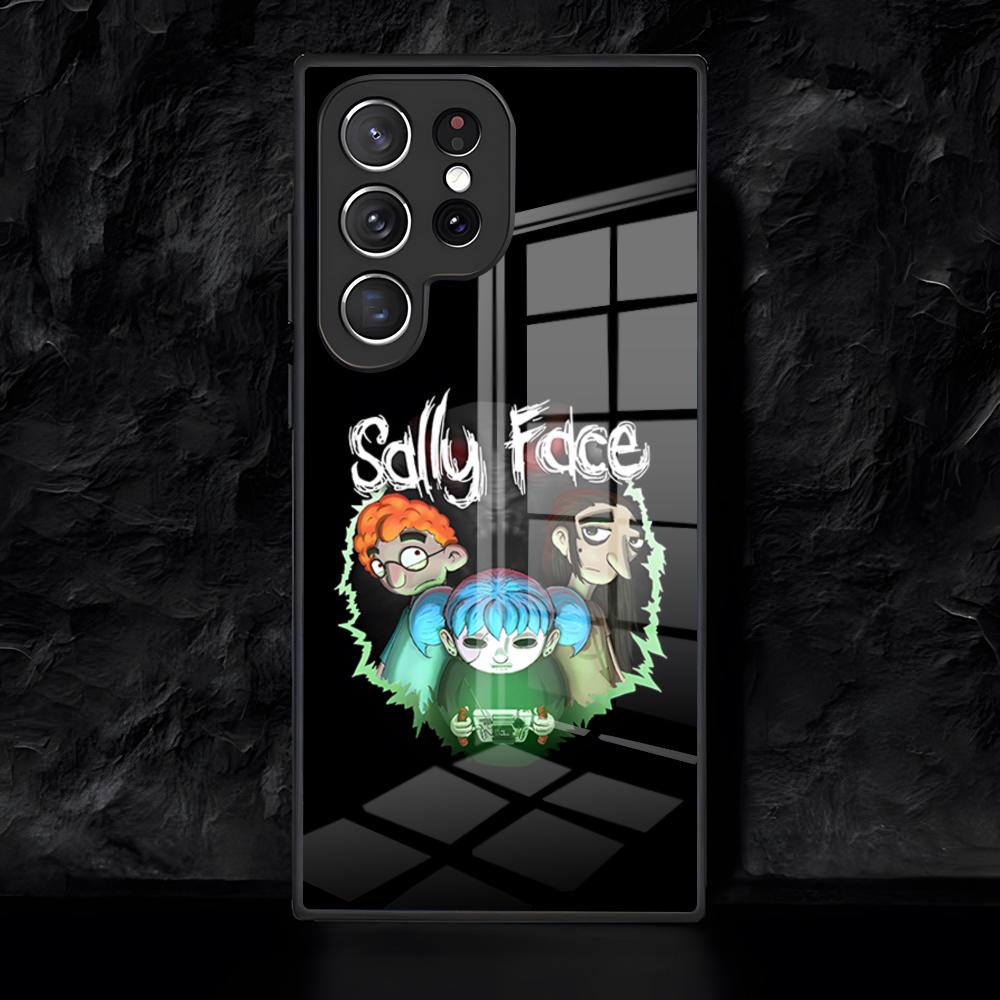 Игровой чехол-бампер S-Sally Face Horror для телефона Samsung S26 S25 Edge Ultra 24 23 22 21 Ultra Plus Fe A55 56 15 4G 5G Стеклянная крышка