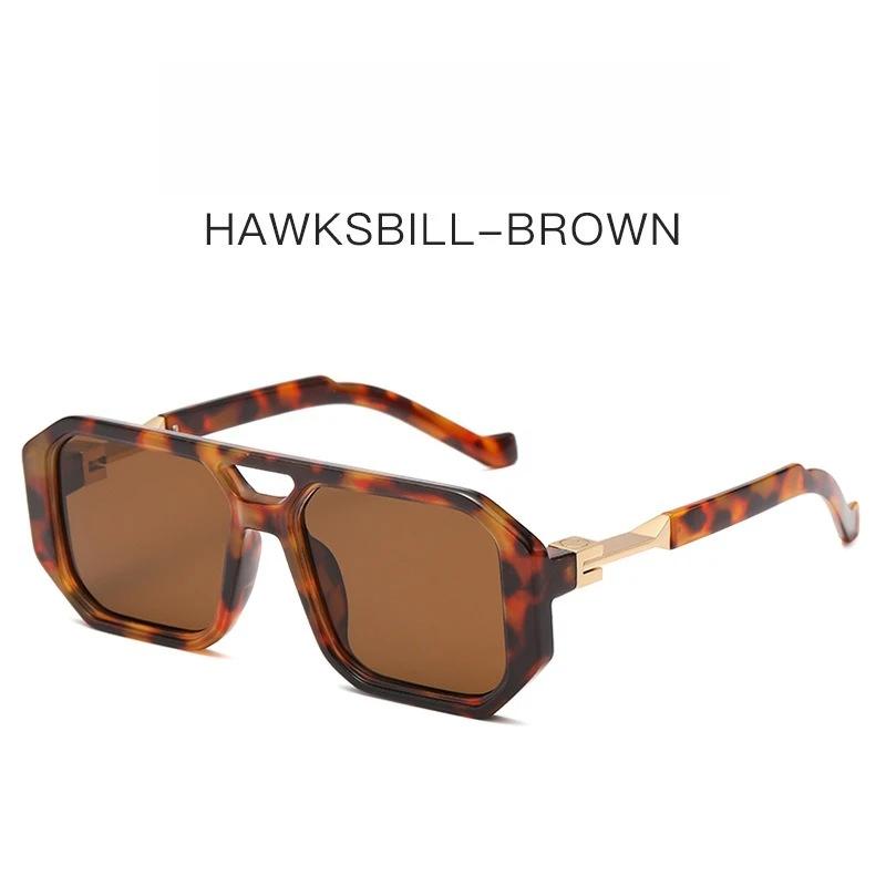 Trendy Retro Art Double Beam Box Sunglasses UV400 Protection Fashion Street Photography Sunshade Glasses