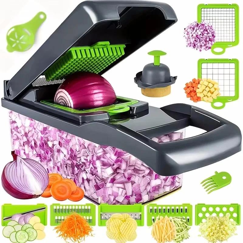 Hot 14/16 In 1 Multifunctional Vegetable Chopper Slicer Shredder with Basket Fruit Slicer Potato Shredder Carrot Grind Gadgets