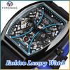 2023 New Square Forsining Men's Fashion Motorcycle Street Tide Men's Hollow Automatic Mechanical Watch Montre Homme