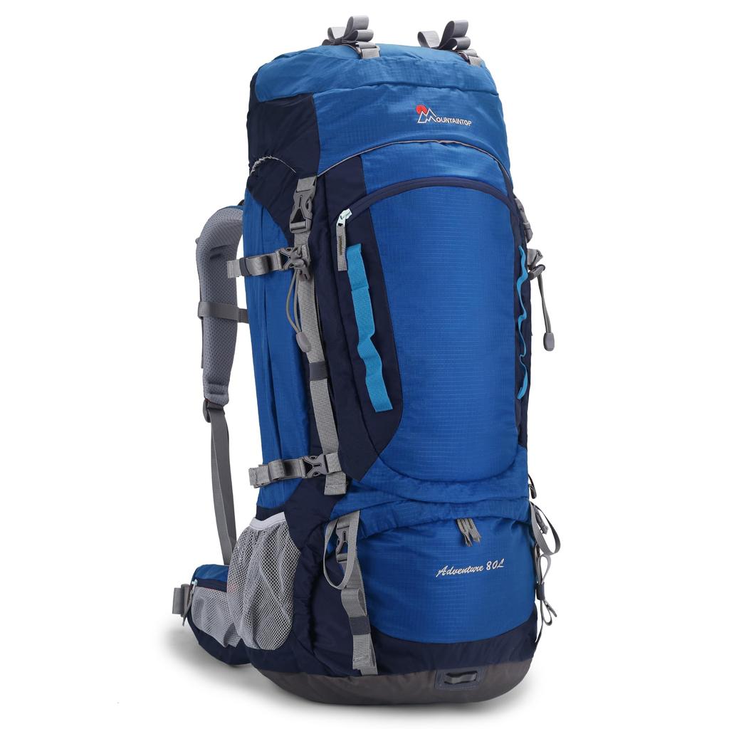 MOUNTAINTOP 80L Large for Emergency and Includes Rain Cover Backpack, Waterproof, Capacity, Lightweight, Hiking, Camping, Preparedness, Travel,