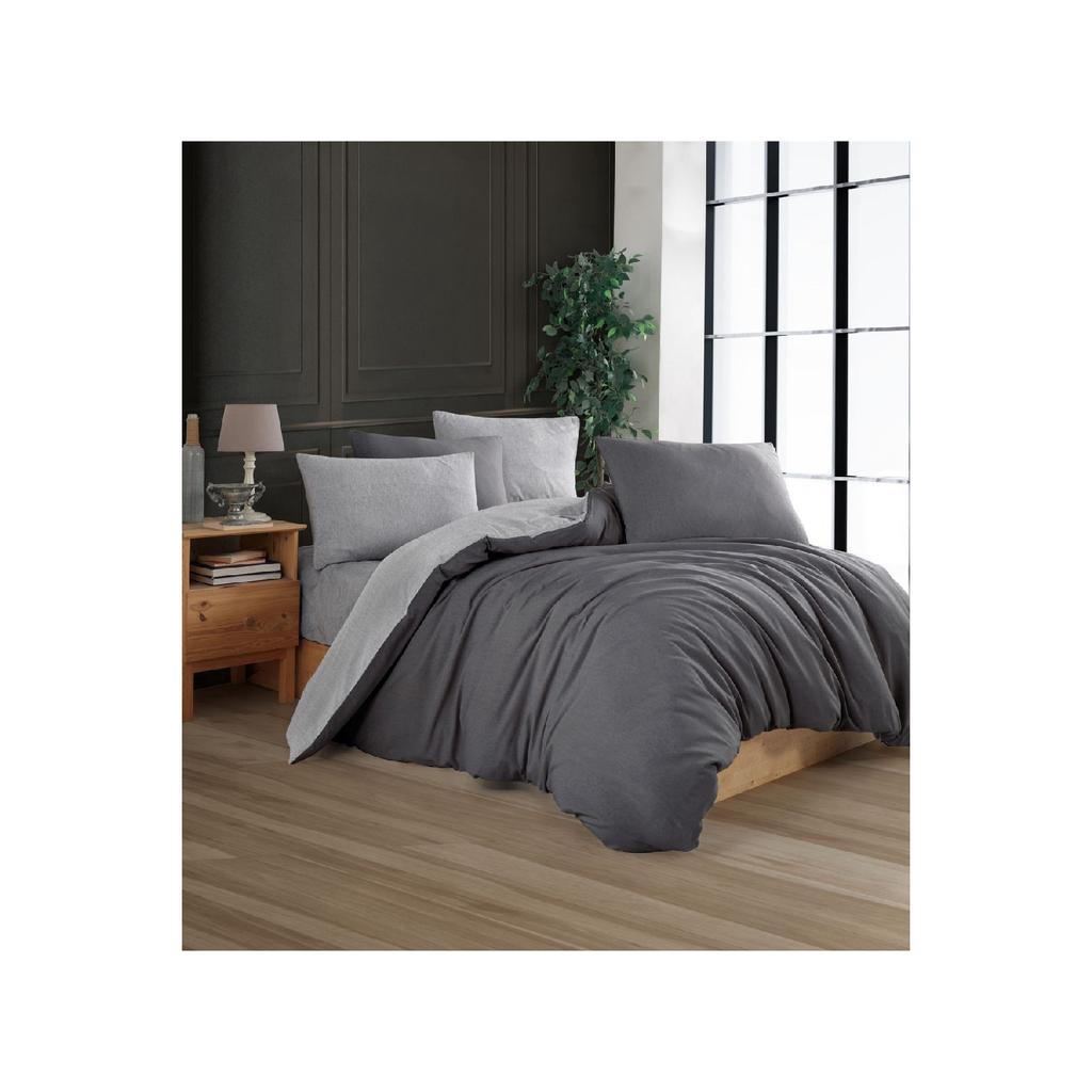Двойной комплект пододеяльников с простынями | Антрацитовый черный | хлопок