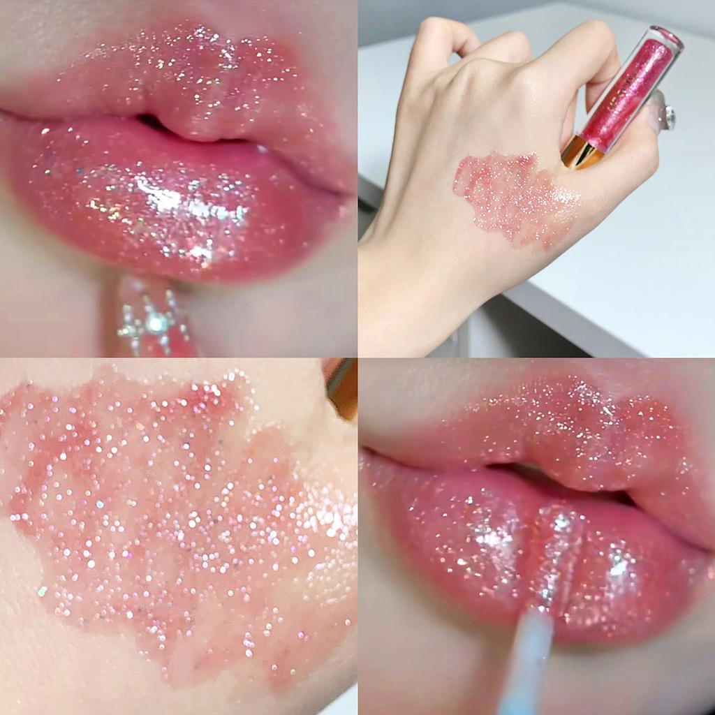 Moisturizing Lip Plump Sparkling Lip Gloss Water-glossy Mirror Lip Glaze Lip Makeup Cosmetics