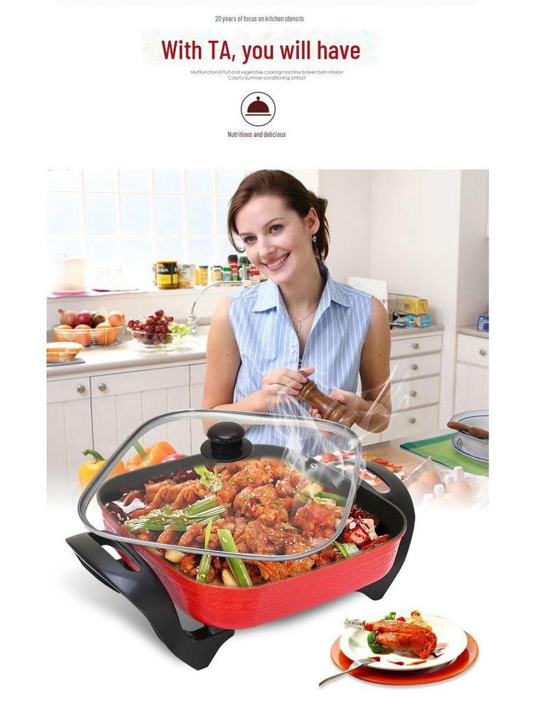 Многофункциональная электрическая кастрюля с антипригарным покрытием: Шабу-шабу, рагу, жаркое, подарочный набор.