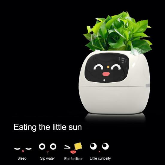 Умный цветочный горшок с выражениями AI Умный плантатор Робот Виртуальный питомец Умный цветочный горшок с 7 датчиками Время Температура Дисплей для садоводства Внутренний декор