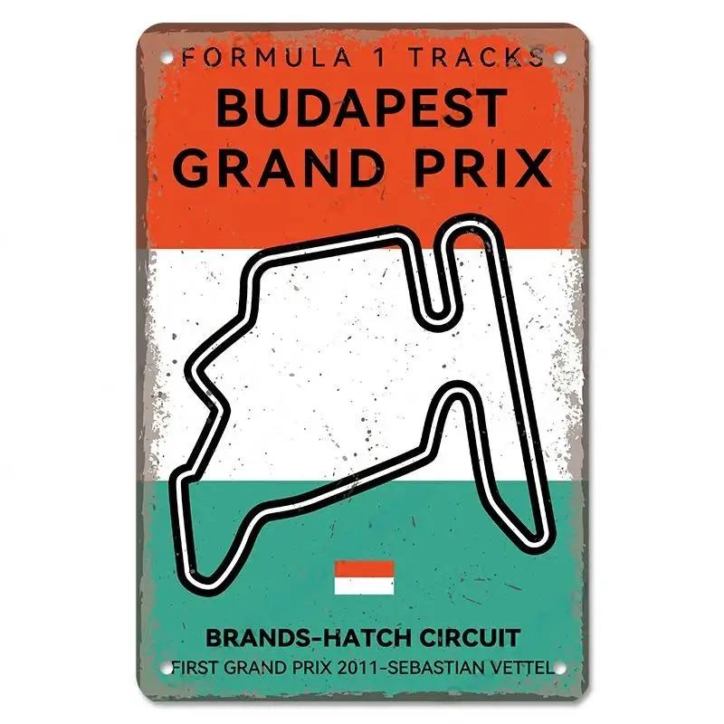 Винтажный гоночный трек металлический плакат F1 соревнования алюминиевая табличка металлическая пластина для Man Cave Bar Garage Club домашний декор стены