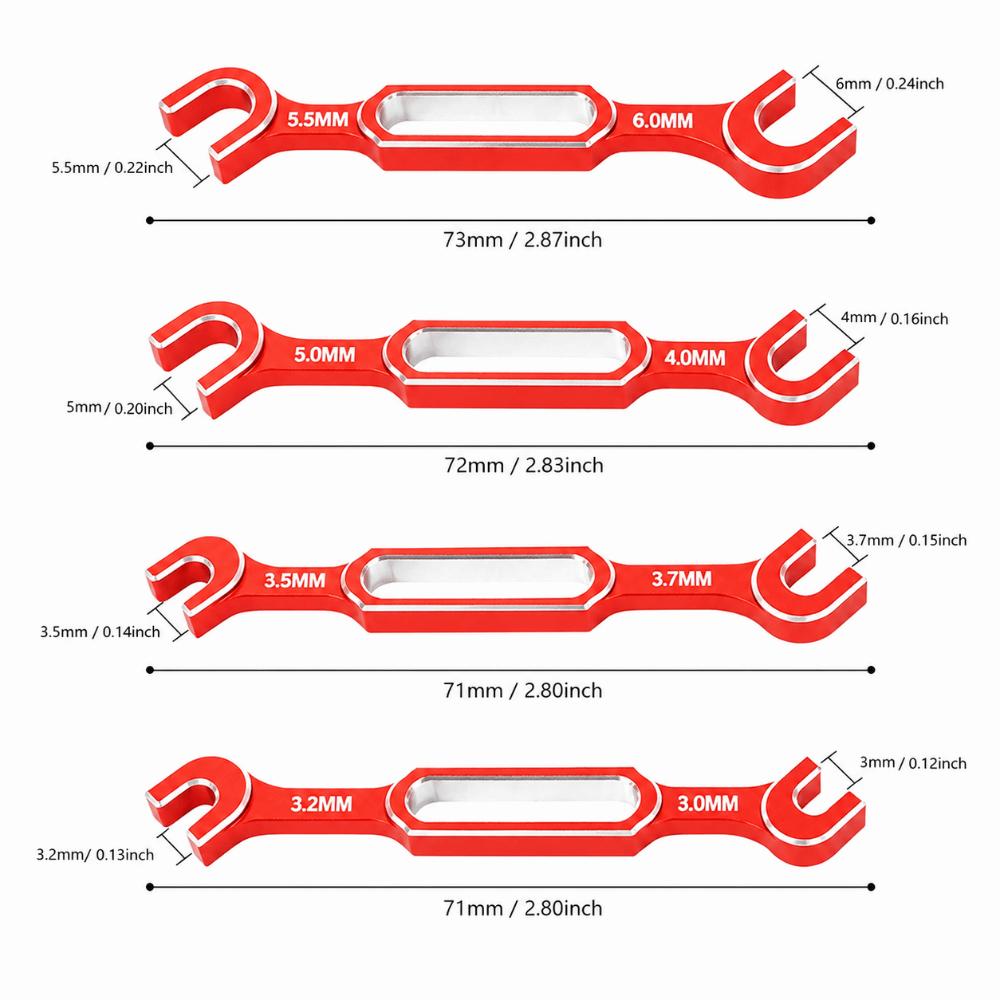 4Pcs/Set Multifunction RC Car Wrenches 3.0-6.0mm RC Maintenance Spanner For RC Crawler
