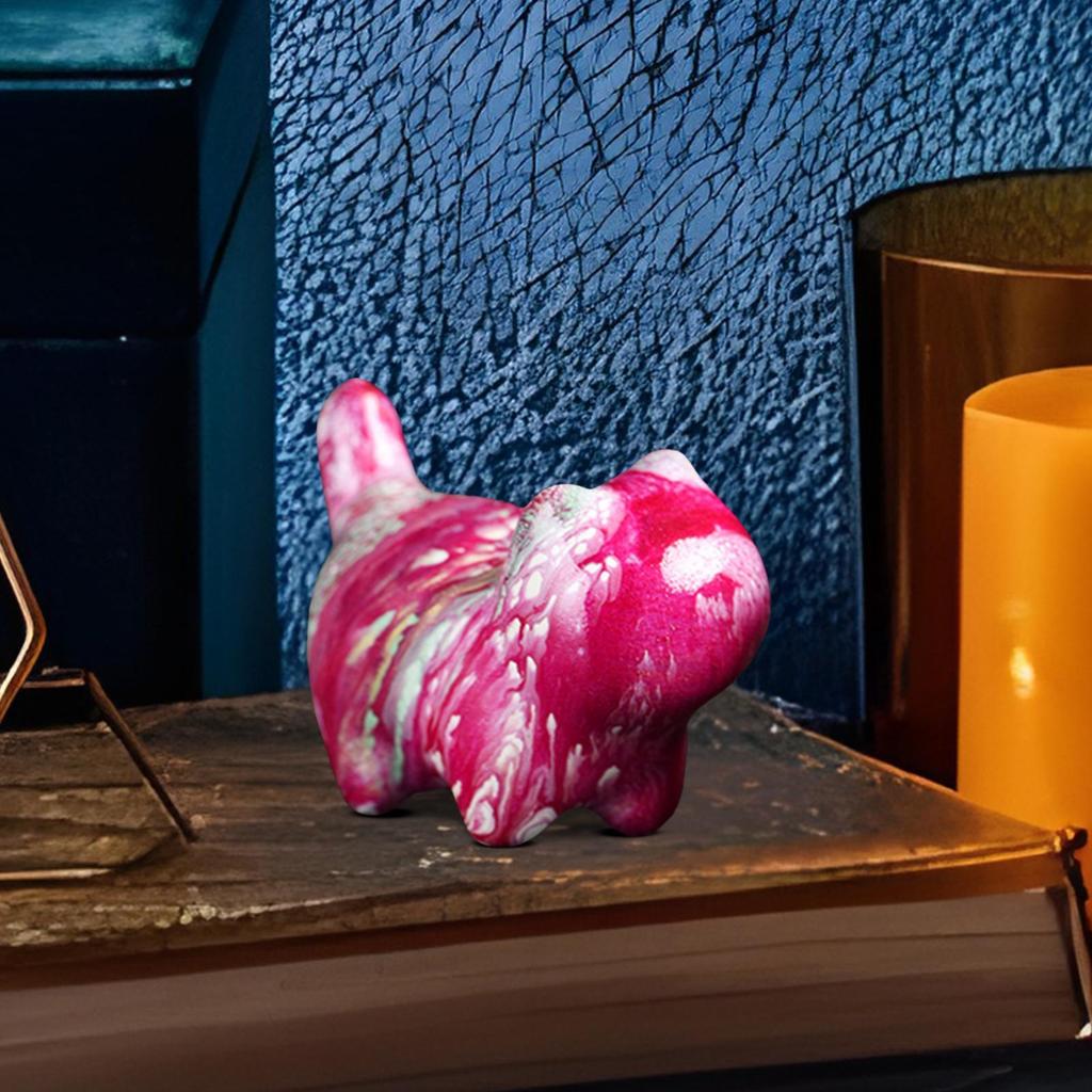 Wooden Cat Ornament Desk Miniatures Statues Cute Carved Cats Art Crafts Floating Paint Micro-landscape Decorations for Bookcase