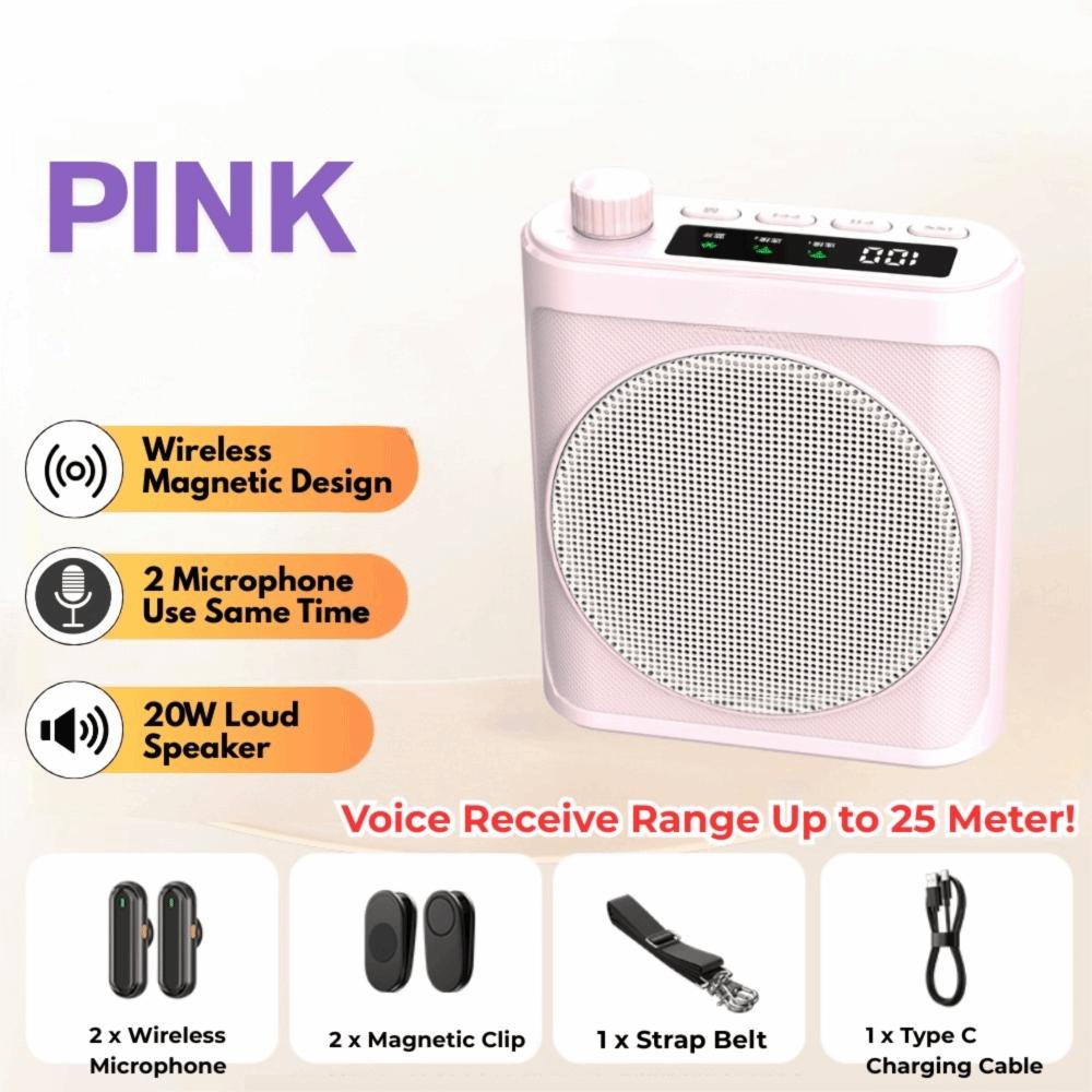 Rechargeable Wireless Microphone with Magnetic Lavalier Bluetooth Speaker Meetings