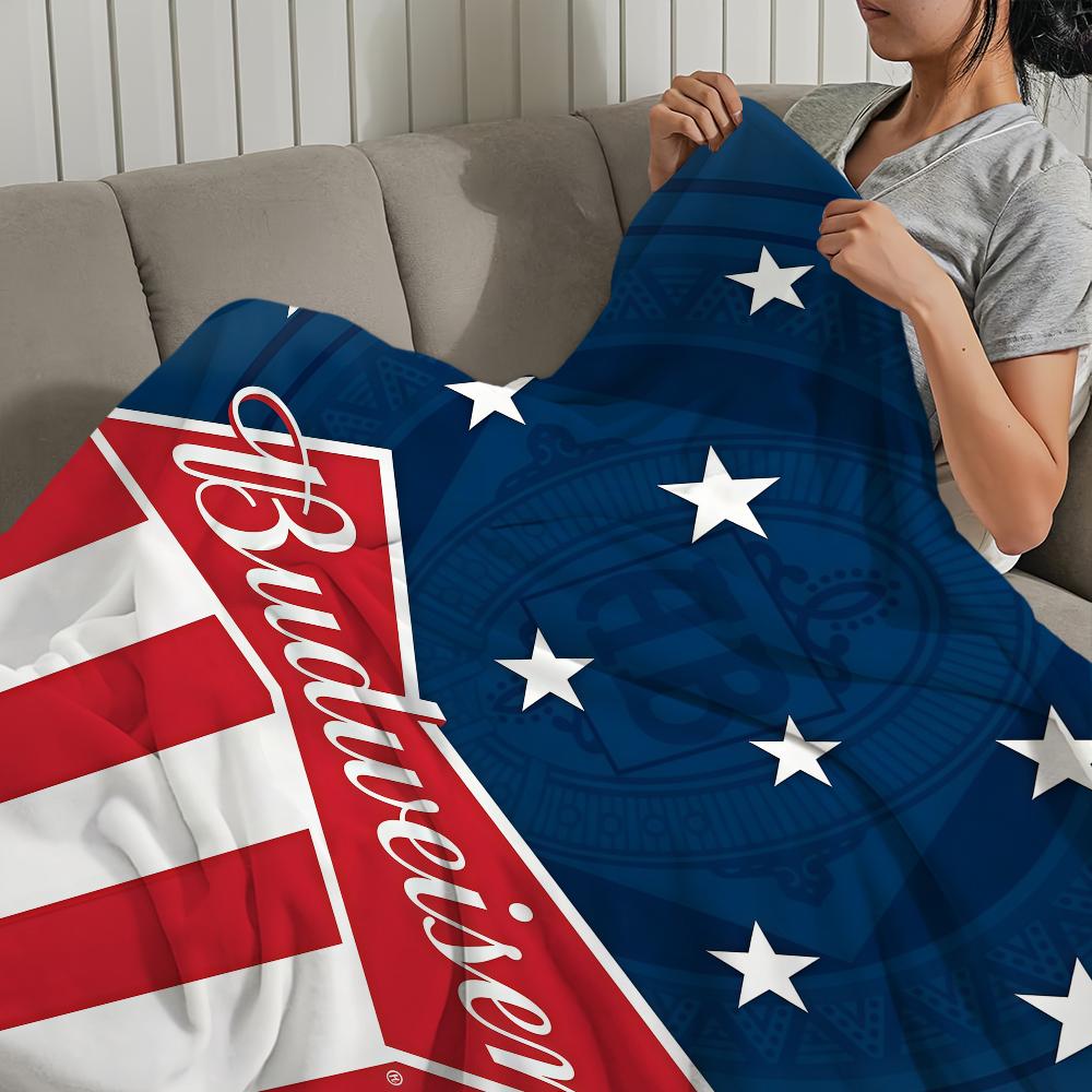 Cool Brand Fashion Beer Logo B-Bud Soft Warm Plush Blanket For Dorm Sofa Living Room Pet Hogar Bedroom Gift Nap Home Flannel