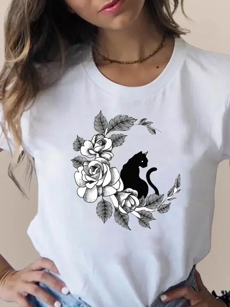 Camisetas con estampado gráfico de aniUnisexs para mujer ropa de moda con estampado de aniUnisexs ropa de Unisexga con gato
