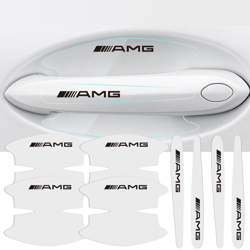 FVNH3 8Pcs Car Door Handle Stickers TUP Anti-Scratch Protective Film For Mercedes Benz AMG A B C E G CLA W211 W203 W204 C260 E300L