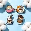 1/4 шт. Офисные Украшения Милый Эмалированный Значок с Котом и Кофе Нагрудные Значки для Рюкзака Аксессуары для Одежды Подарки Друзьям