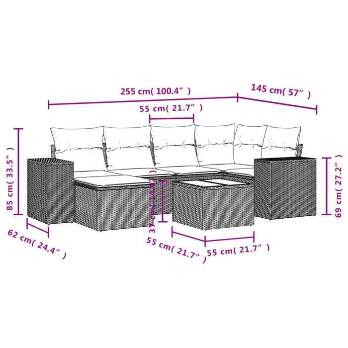 VidaXL Salon de Jardin avec Coussins 7 pcs, Canapés de Terrasse, Ensemble de Meubles de Patio, Mobilier d'Extérieur, Gris 3255207