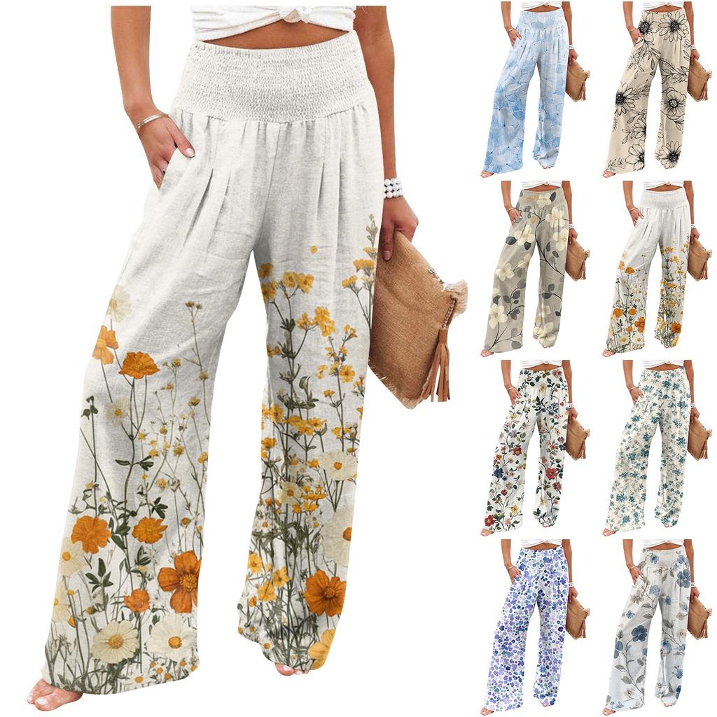 Women's Casual Pants Loose Soft Solid Color  Wide Leg Long Pants High Waist Straight Leg Pants