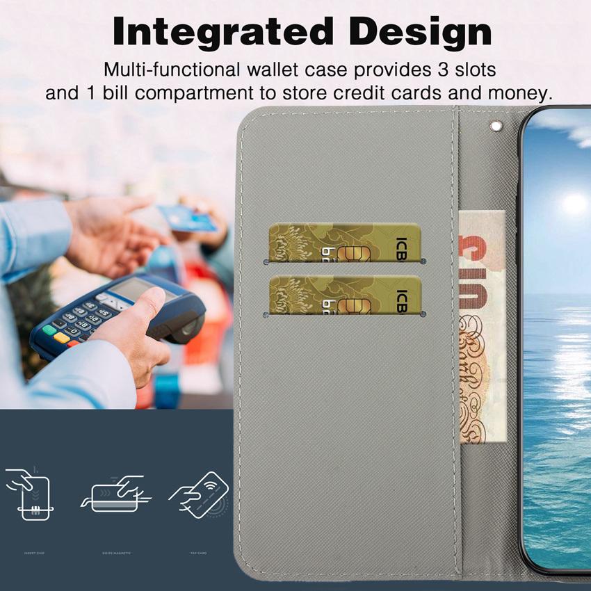 Кожаный чехол для Iphone 12 13 Pro Max, флип-кошелек, держатель для карт, модный чехол для телефонной книги с мультяшной росписью 12pro 13pro