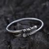 Men's Handmade Distressed Thai Silver Open Bangle - Nezha's Fire-Tipped Spear Design