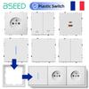 BSEED Модуль кнопки выключателя DIY Зарядка телефона от USB Розетка FR Части Настенный светильник Большой выключатель Пластиковая рамка Комбинация Серия E
