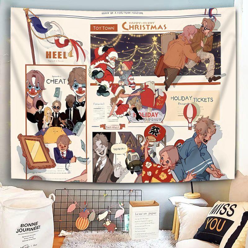 Retro Anime Character Collage Wall Tapestry, American Style Wall Hanging, Aesthetic Wall Decor for Bedroom Dorm Living