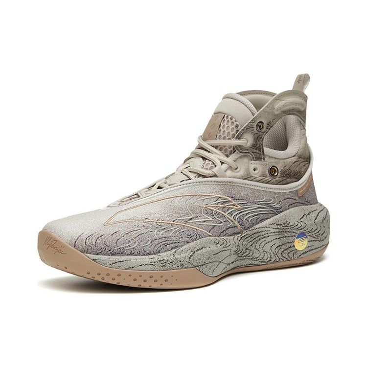 Anta Баскетбольные кроссовки KT8 Twelve Water Graph с амортизацией, нескользящие, износостойкие, высокие, мужские, серо-коричневые 112311101-7