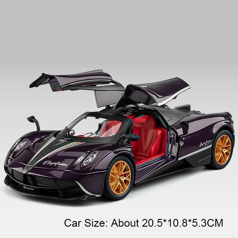 1:24 Huayra Senna Игрушечная Машинка Спрей Модели Суперкаров Металл Литье под Давлением Двери Открываются Рулевое Управление Передним Колесом Амортизация для Детских Подарков