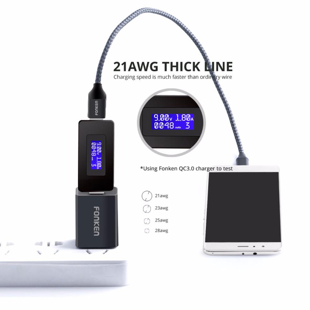 FONKEN USB Type-C Cable Quick Charge USB C 2.0 Phone Cable 3A Fast Charging Data Cord  Mobil Cables