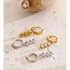 Yhpup Stainless Steel Cubic Zirconia Small Charm Drop Hoop Earrings 16K Gold Platinum Color PVD Plated Stylish Daily Jewelry