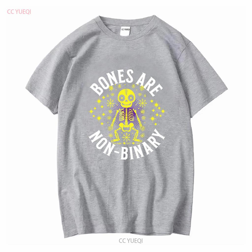 Non Binary Pride T Shirt Bones are flag colors Enby clothing gift for long or short sleeves vintage Washed Stylish Unisex