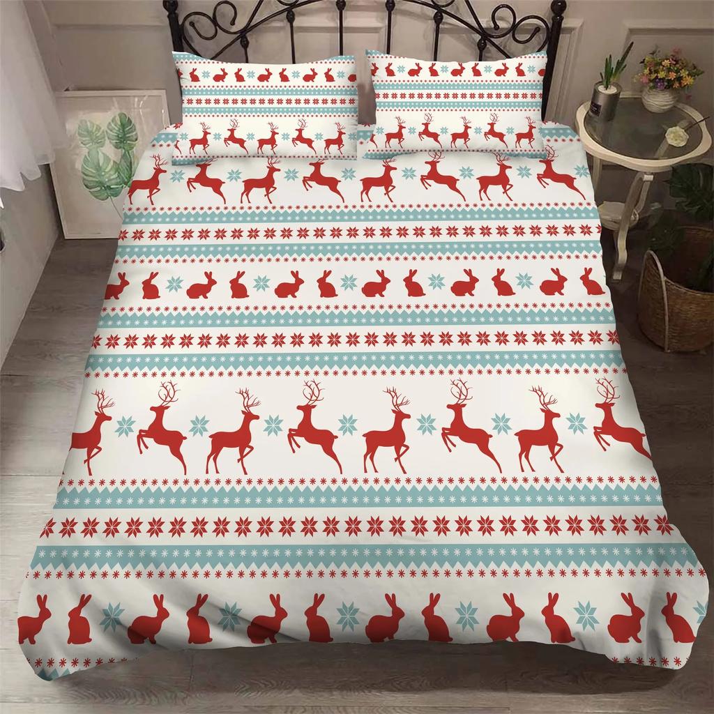 Santa Claus Printed Duvet Cover with Pillow Cover Bedding Set Single Double Twin Full Queen King Size Bedroom Christmas Decor