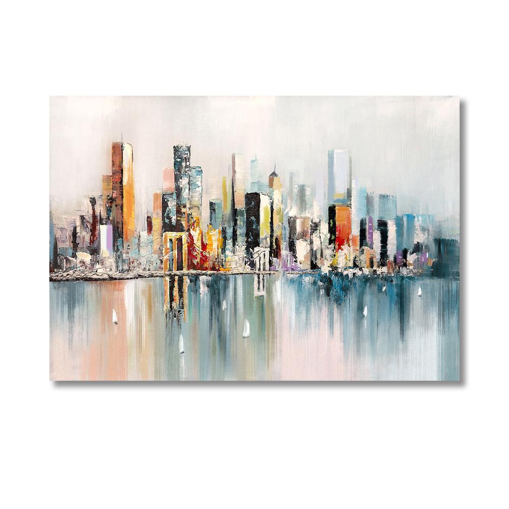 Скандинавский городской пейзаж, репродукция картины маслом, современные холсты, постеры и принты, настенная художественная картина для декора гостиной