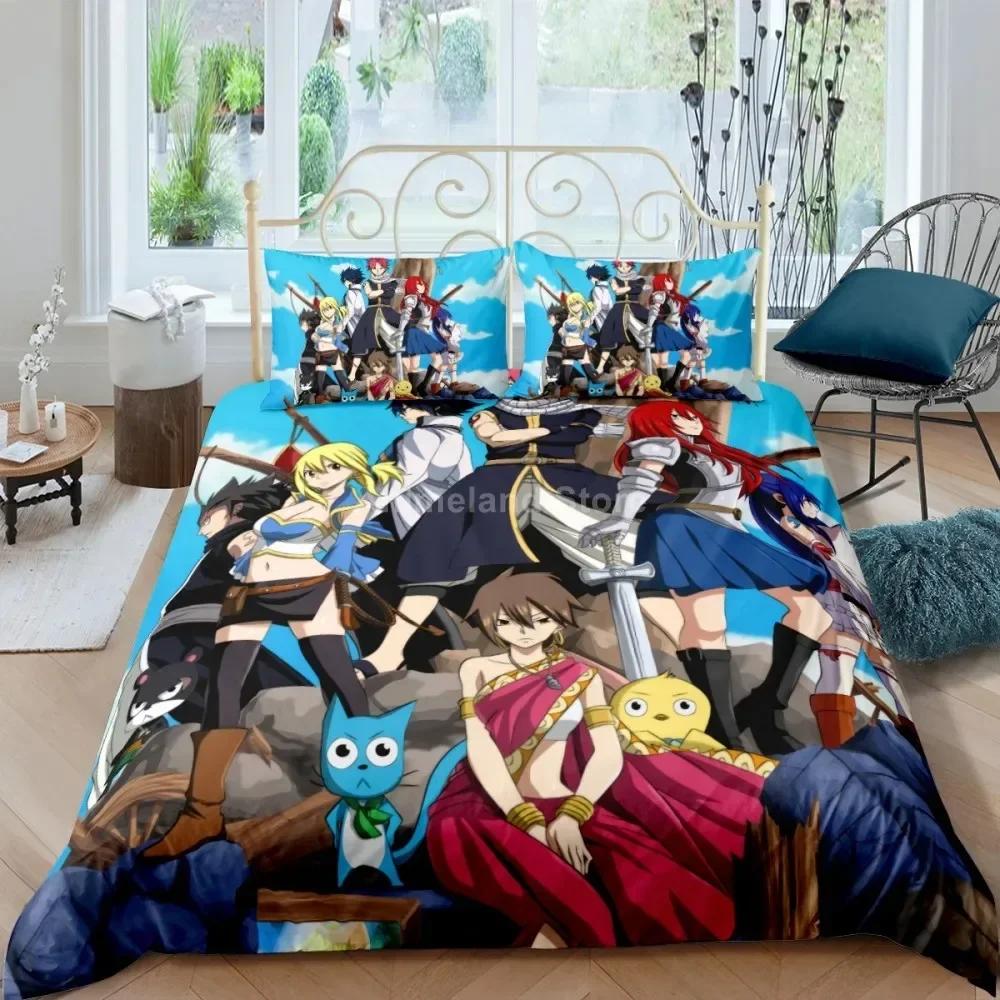 Fairy Tail Bedding Set Duvet Cover Quilt Duvet Cover Sets Home Decor Twin Single Queen King Size Fashion Gift Cartoon