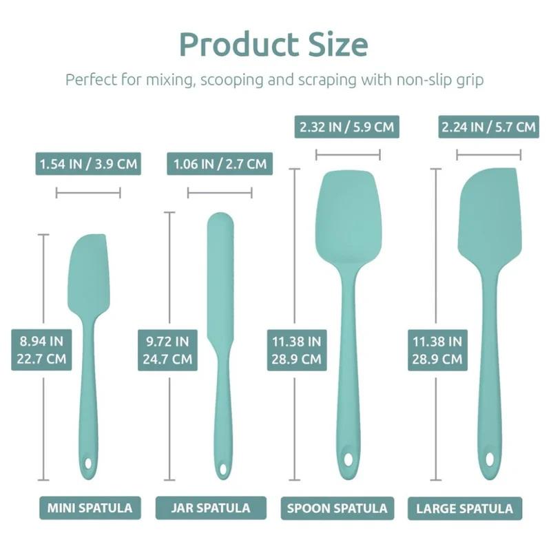 Kitchen Silicone Spatula Set, 600ºF High Heat Flex Silicone Scraper with Nonslip Handle for Cooking Mixing Baking Serving Stirri