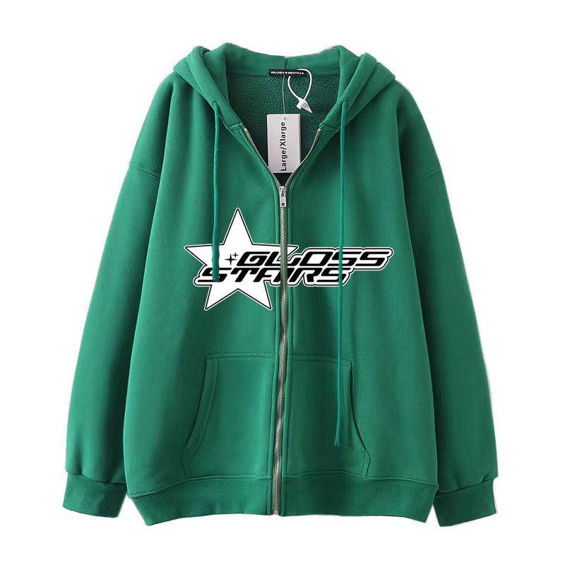 Европейская и американская мужская одежда Amazon Dark Style в стиле хип-хоп, готика Harajuku Y2K, толстовка с капюшоном на молнии с пентаграммой, куртка с капюшоном